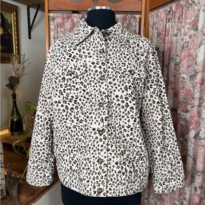 TanJay Cream Teddy Jacket with Leopard Print